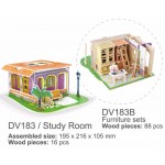 Dream Villa Study Room - Casuta din lemn cu mobilier (puzzle 3D)